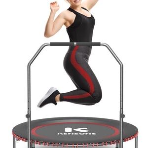 Mini Rebounder Trampoline with Safety Handle - Black/Red